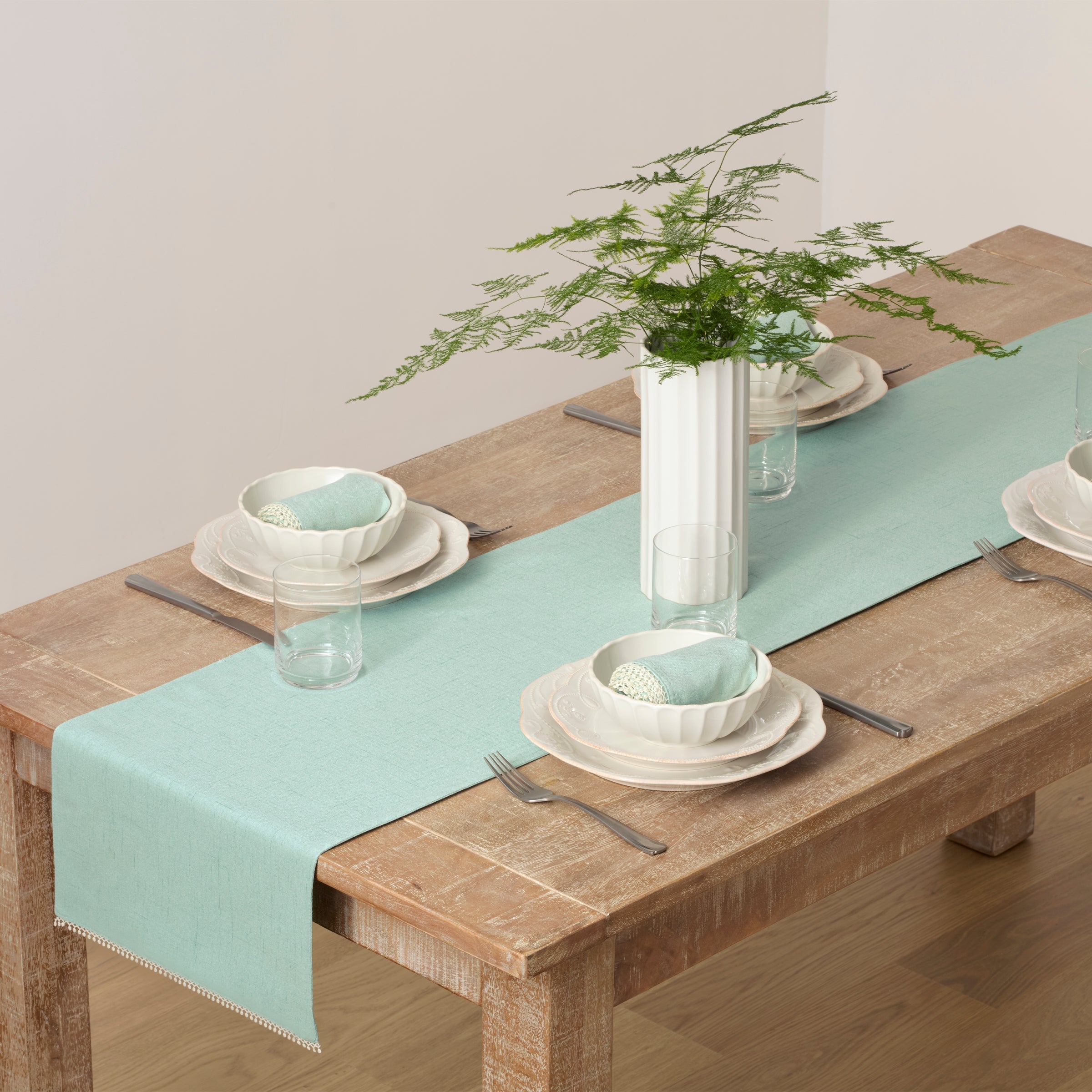 Lenox Westmore French Perle Ice Blue 14x70 Table Runner
