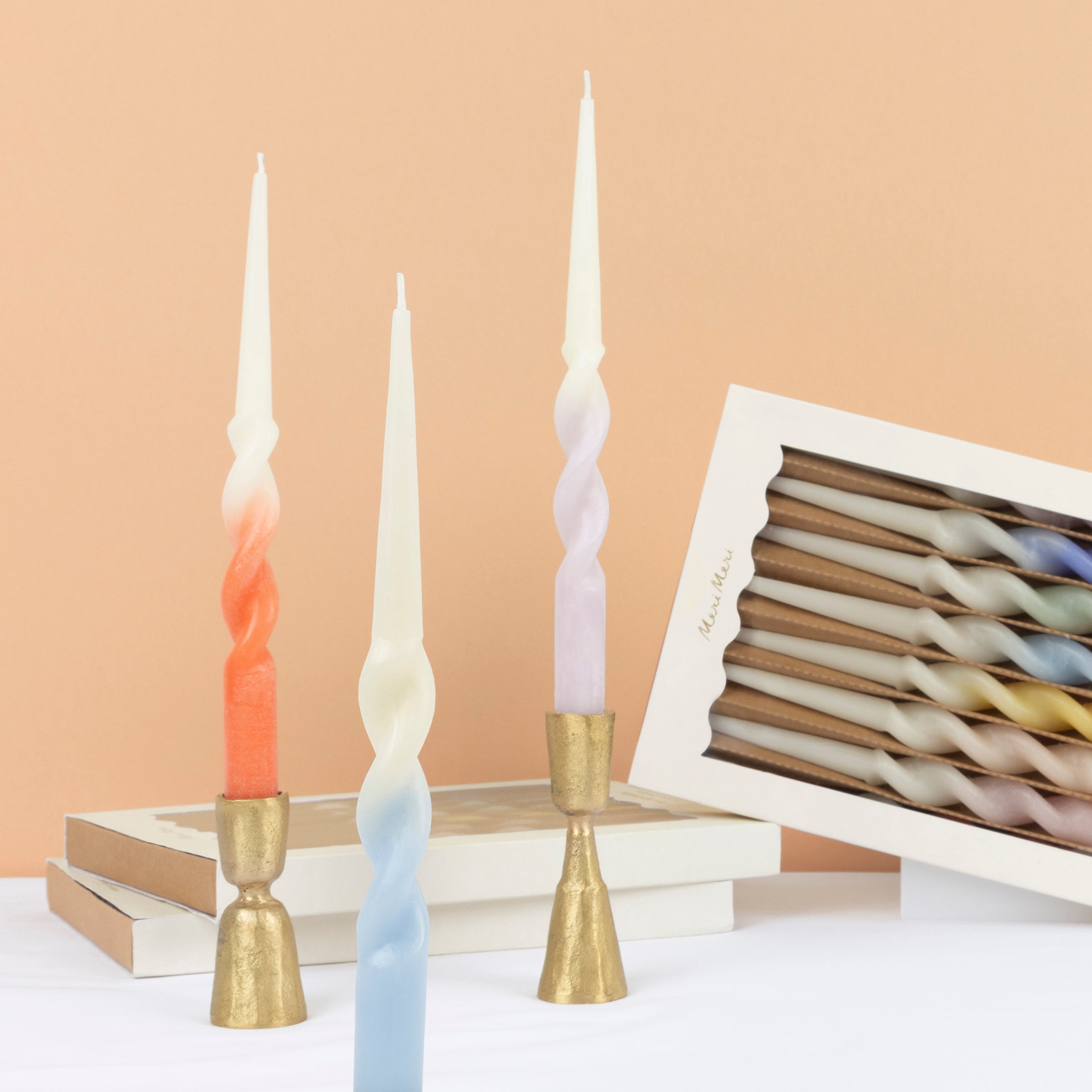 Lenox Westmore Rainbow Twisted Table Candles, Set of 8