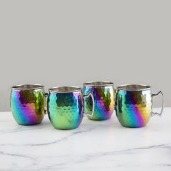 Lenox Westmore Hammered Rainbow Moscow Mule Mugs, Set of 4