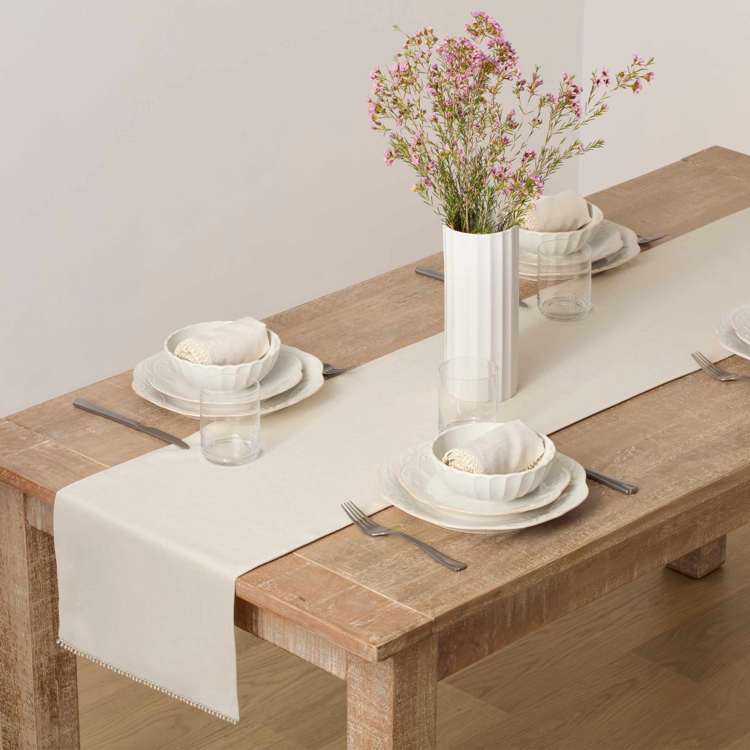Lenox Westmore French Perle Solid Natural White 14x90 Table Runner