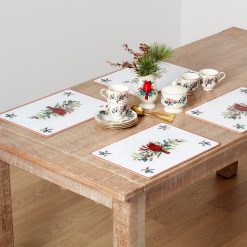 Lenox Westmore Winter Greetings Cardinal Cork Placemats, Set of 4