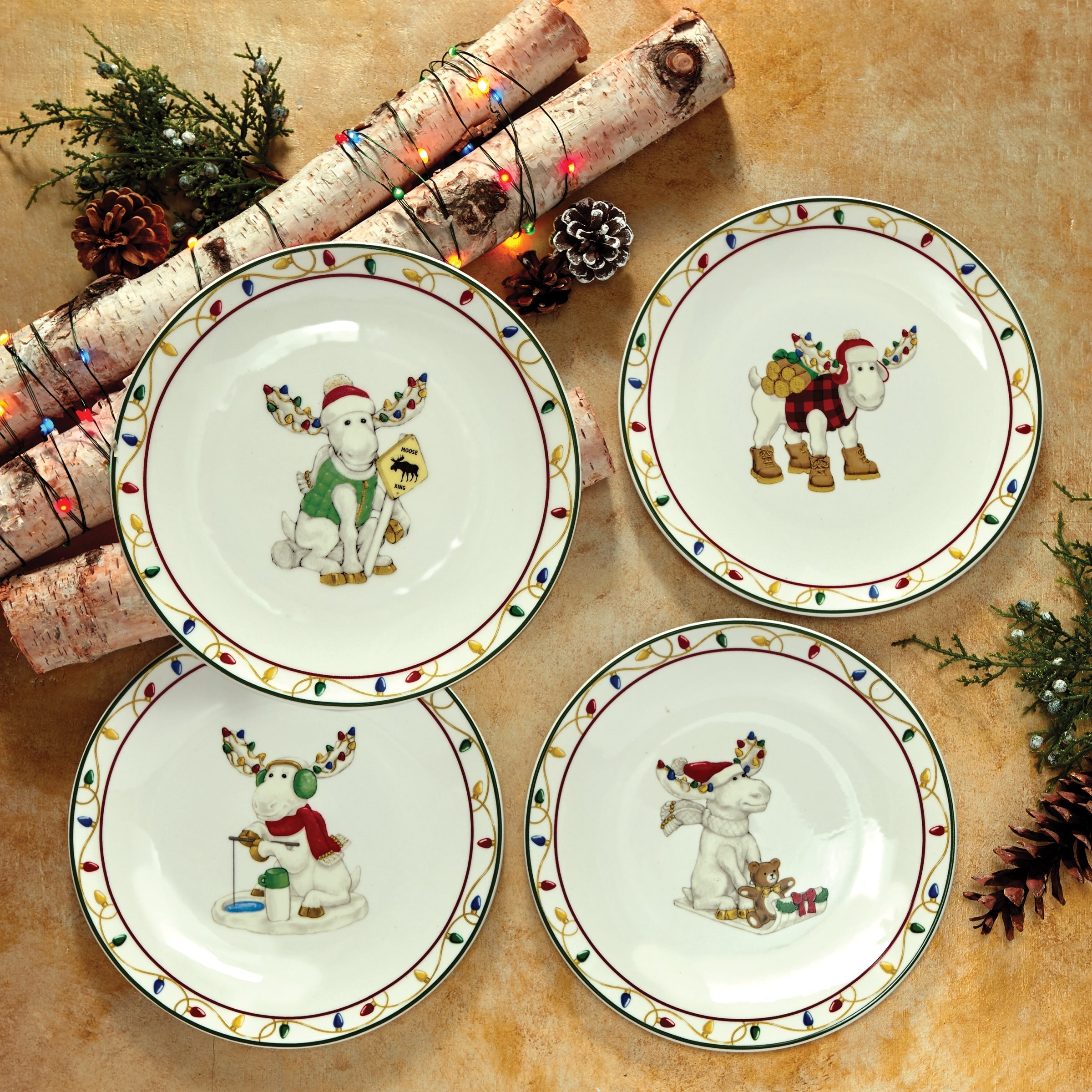 Lenox Westmore Merry Marcel Moose 4-Piece Dessert Plate Set - Image 5