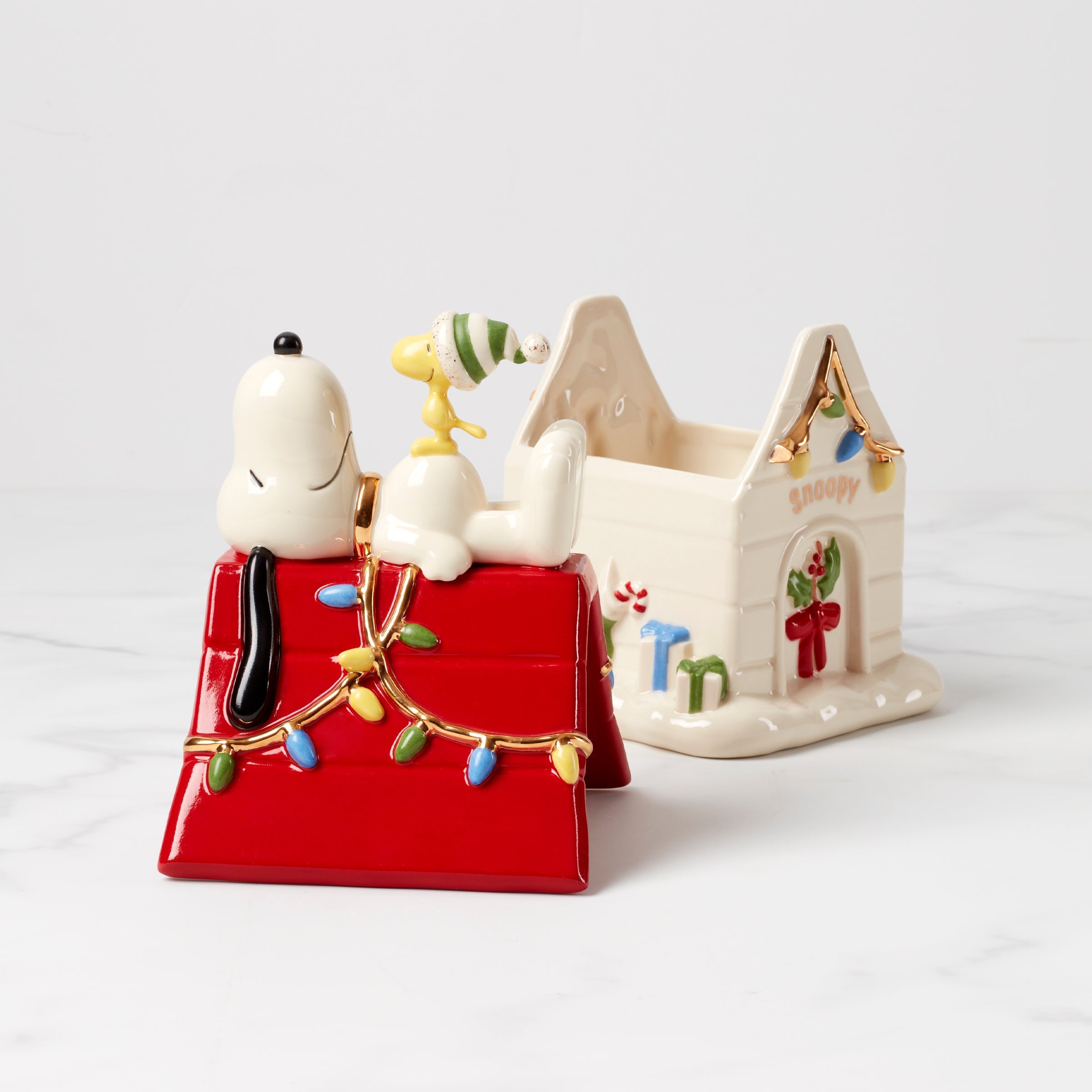 Lenox Westmore Snoopy Christmas Covered Candy Dish - Image 4