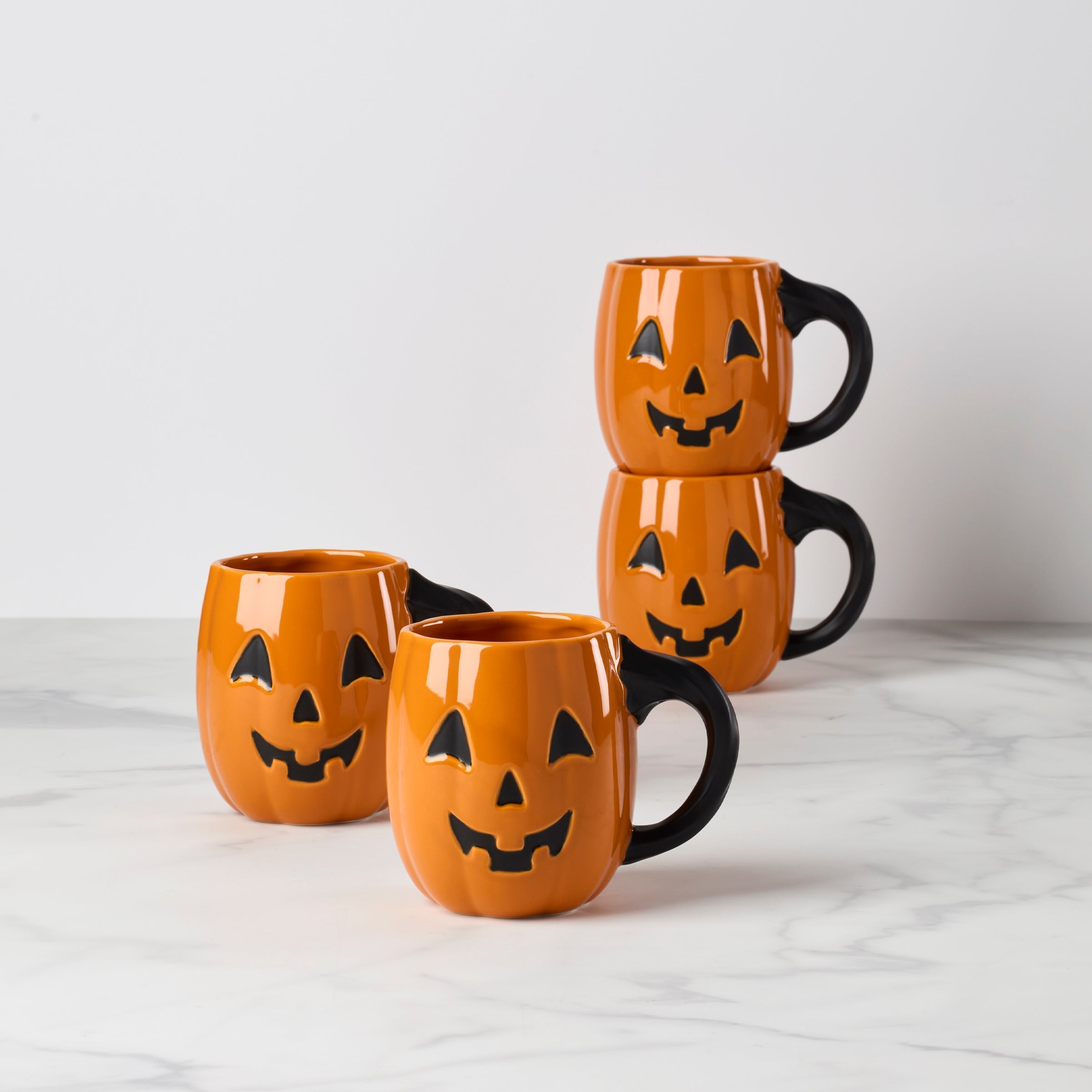 Lenox Westmore Halloween Figural Pumpkin Mugs, Set of 4