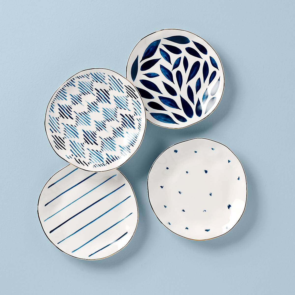 Lenox Westmore Blue Bay Tidbit Plates, Set of 4