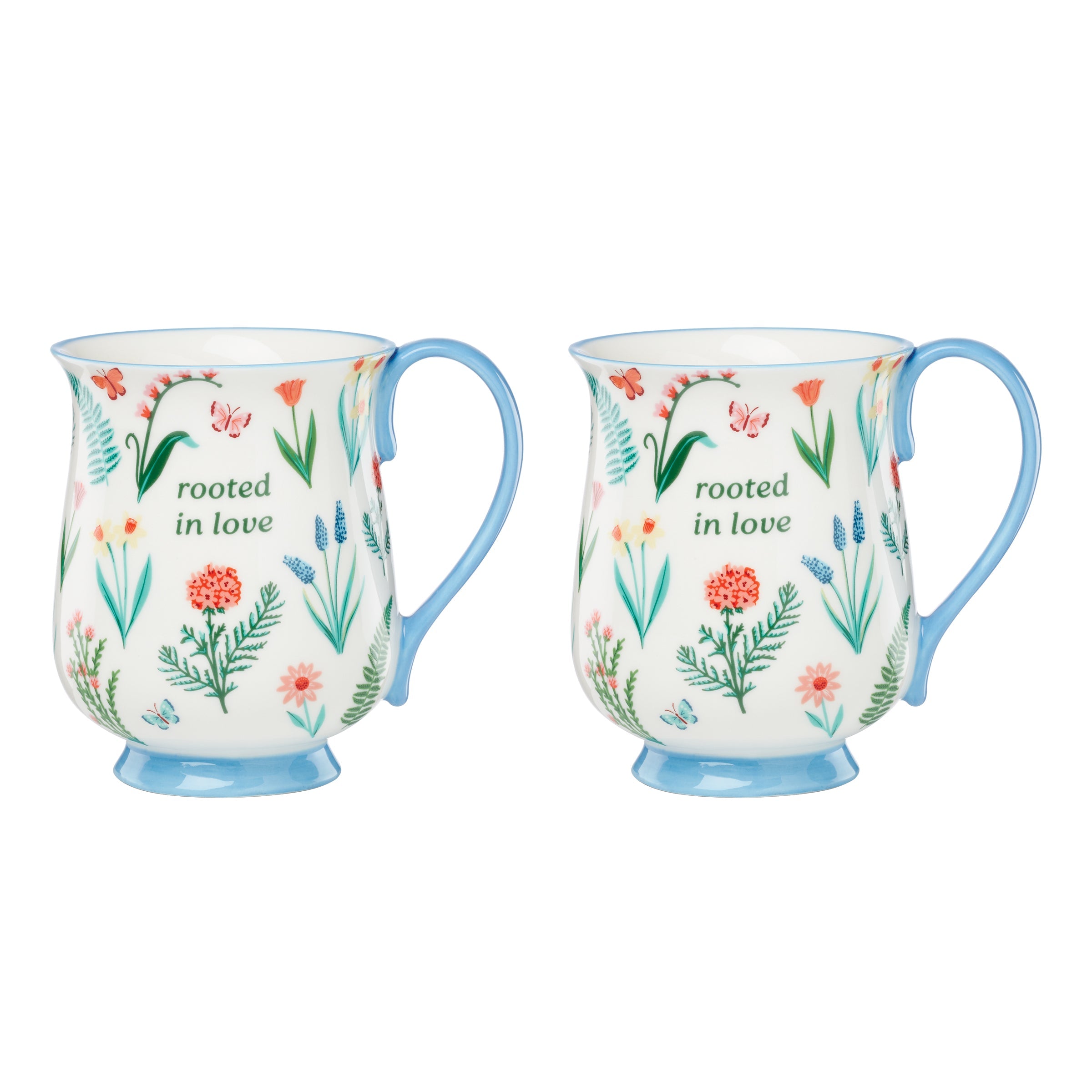 Lenox Westmore First Blooms Blue Mugs, Set of 2