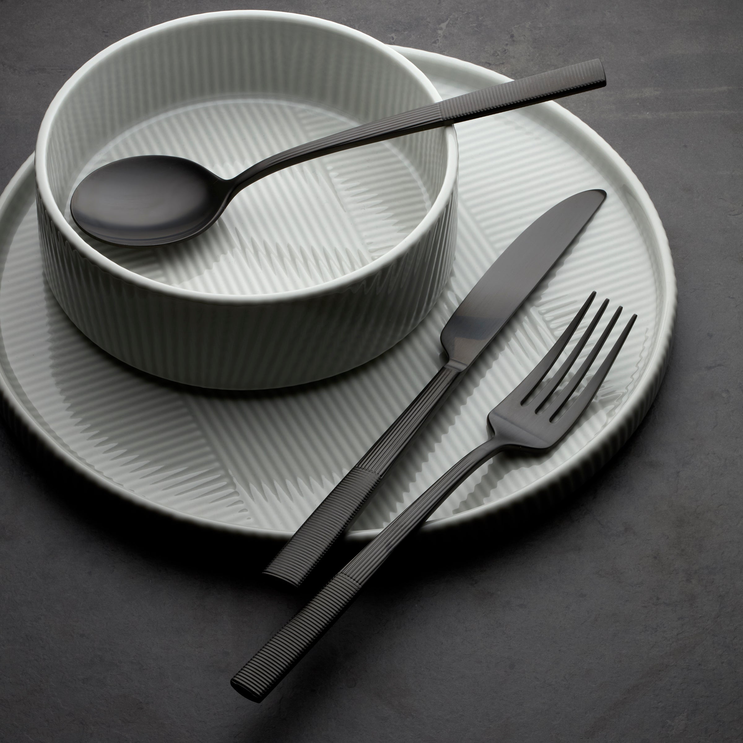 Lenox Westmore Modulus Black Satin 20-Piece Flatware Set - Image 4