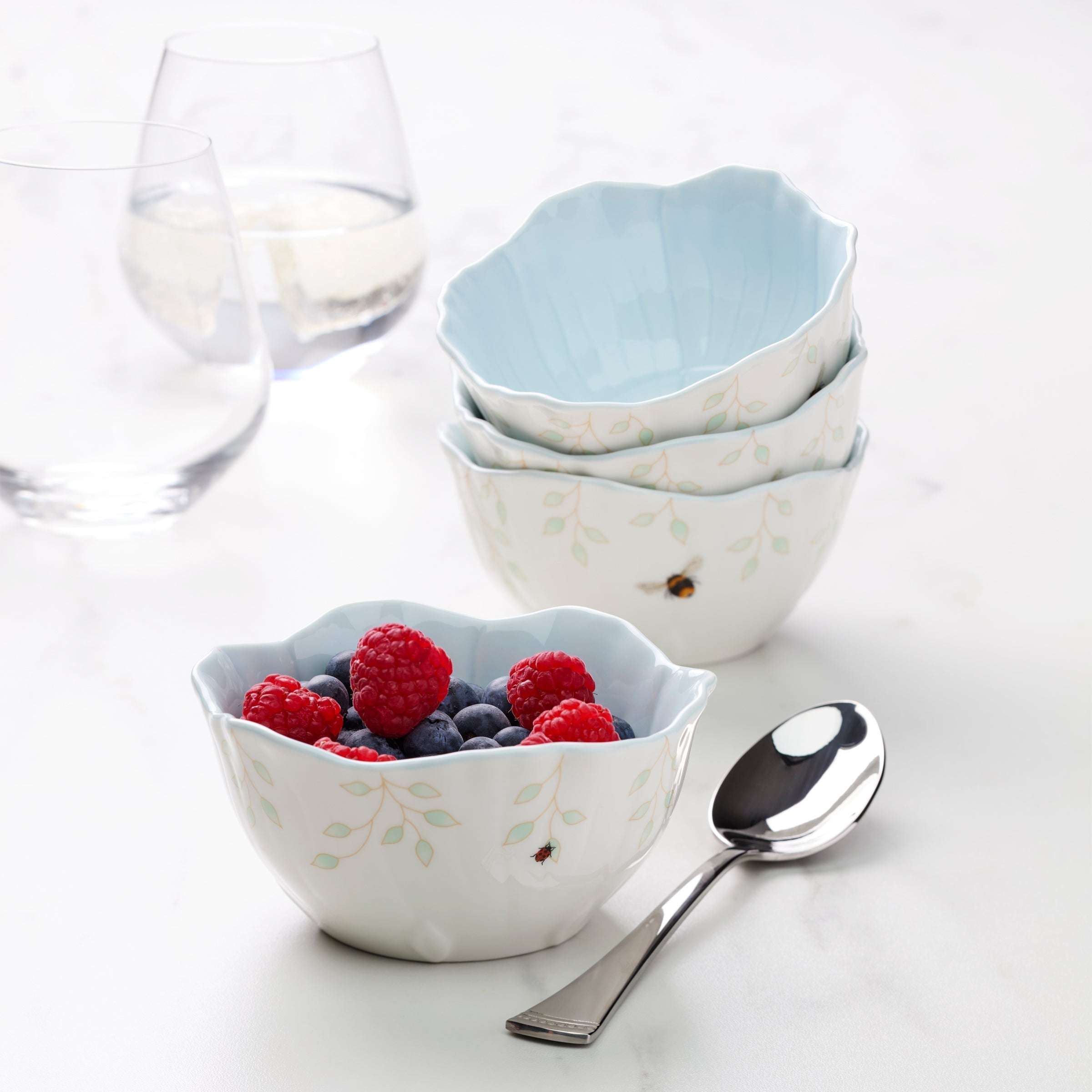 Lenox Westmore Butterfly Meadow Floral Blue Dessert Bowls, Set of 4 - Image 2