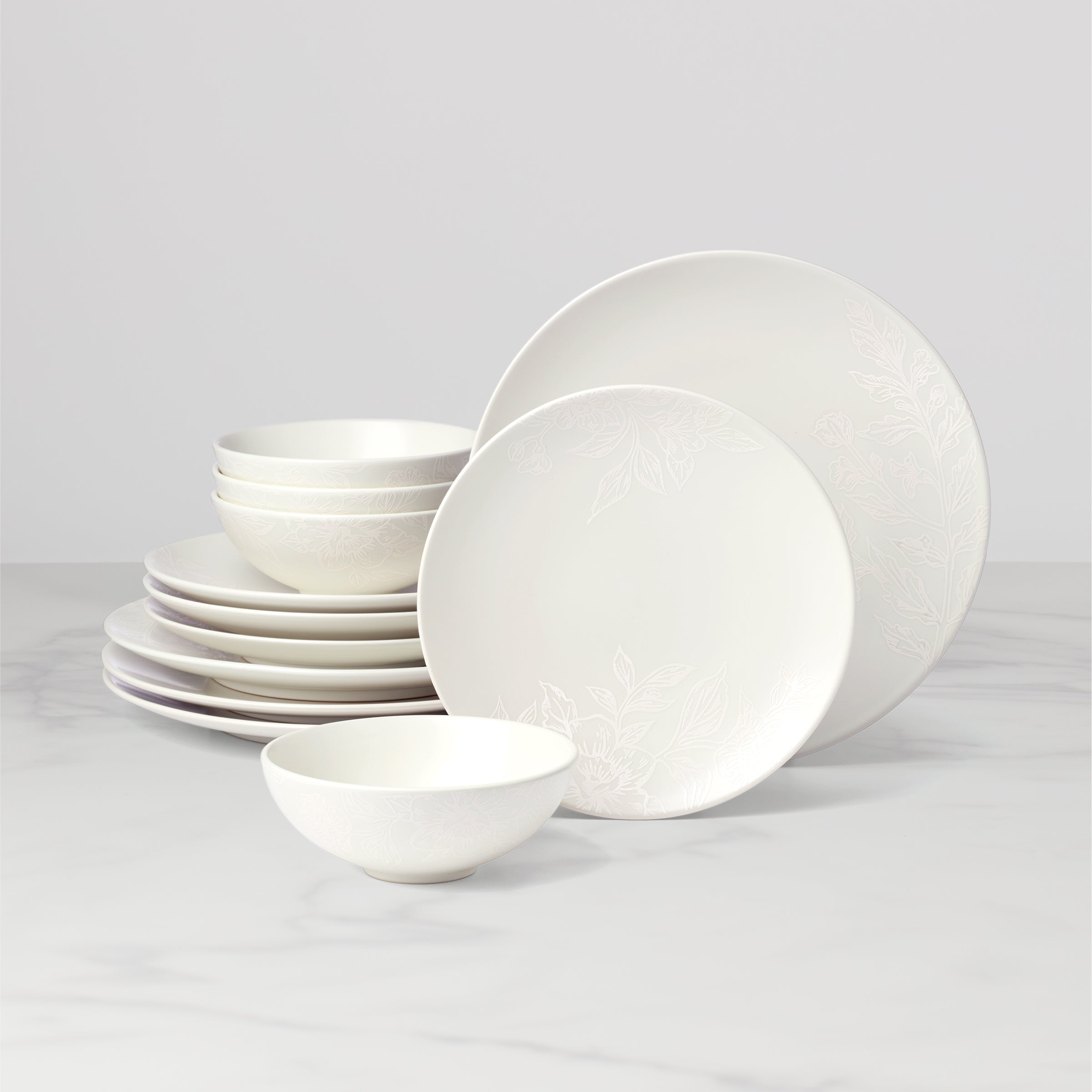 Lenox Westmore Roseto White 12-Piece Dinnerware Set