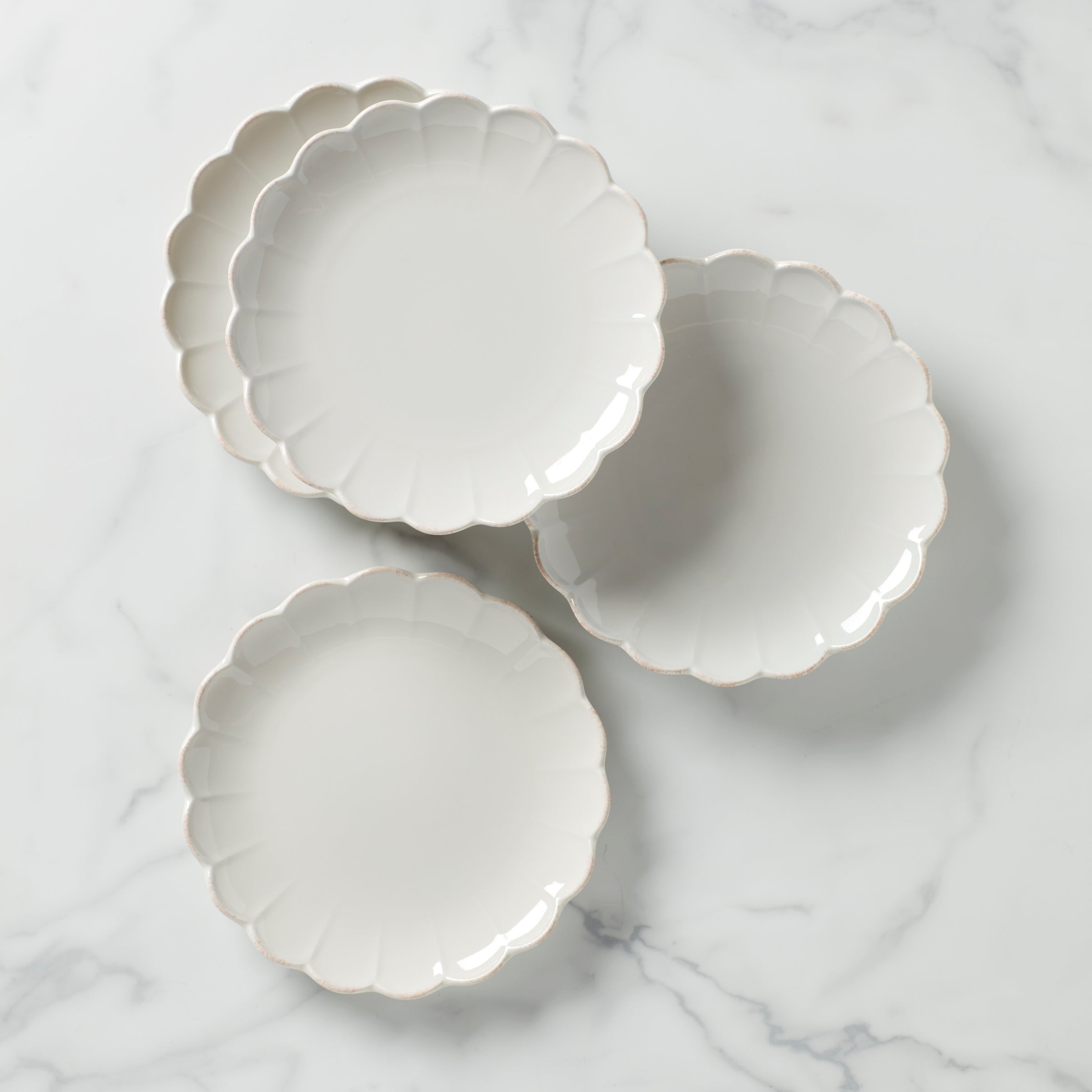 Lenox Westmore French Perle Scallop White Accent Plates, Set of 4