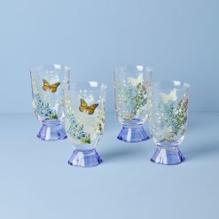 Lenox Westmore Butterfly Meadow Herbs Tall Tumblers, Set of 4