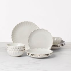 Lenox Westmore French Perle Scallop White 12-Piece Dinnerware Set