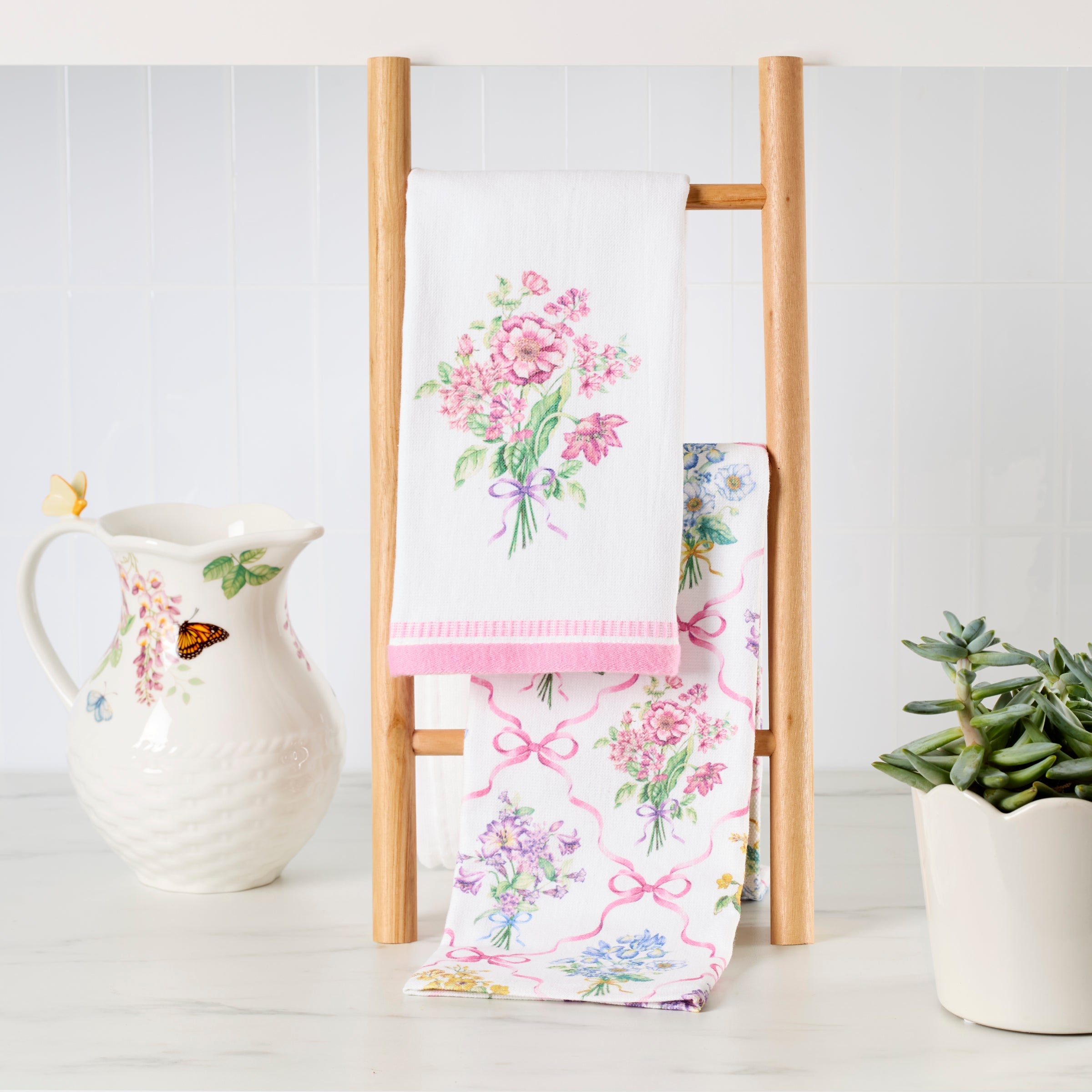 Lenox Westmore Bouquet Ribbon Kitchen Towels, Set of 2 - Image 2