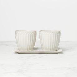 Lenox Westmore French Perle Scallop White 3-Piece Herb Pot Set