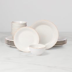 Lenox Westmore French Perle Groove White 18-Piece Dinnerware Set