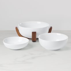Alternative view of Lenox Westmore 24 Seven White 3-Piece Nesting Bowl Set with Wood Stand