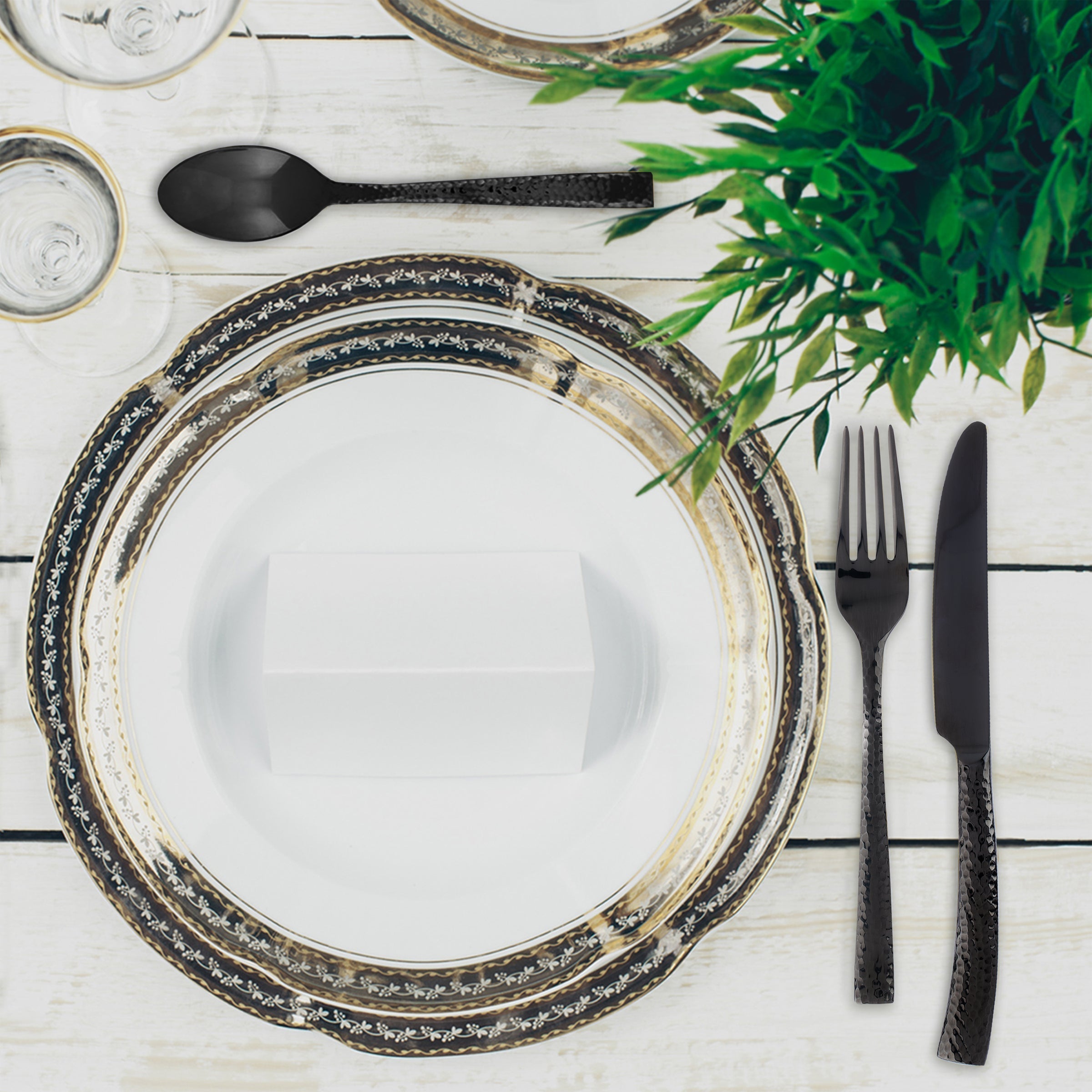 Lenox Westmore Paris Hammered Gunmetal Titanium 20-Piece Flatware Set - Image 4