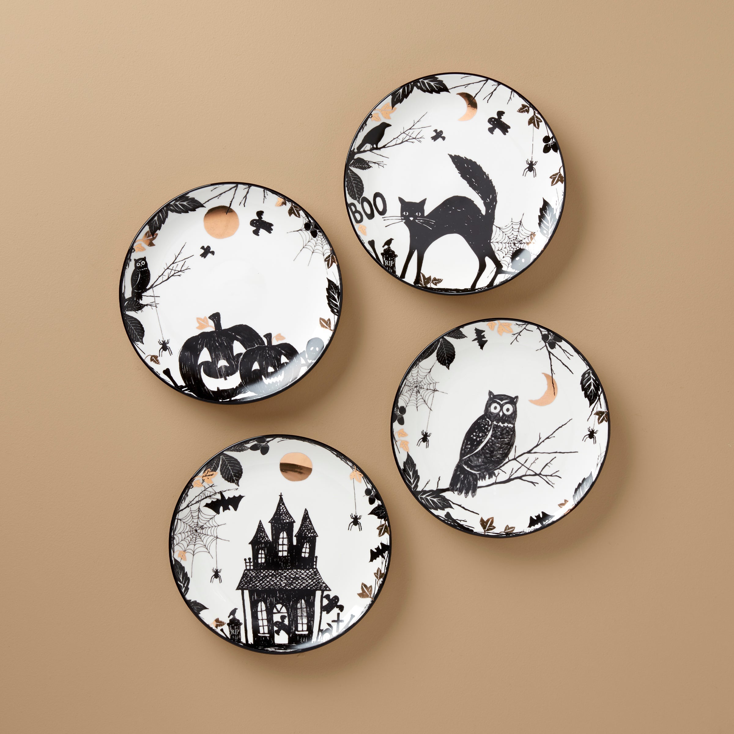 Lenox Westmore Haunted Halloween Accent Plates, Set of 4