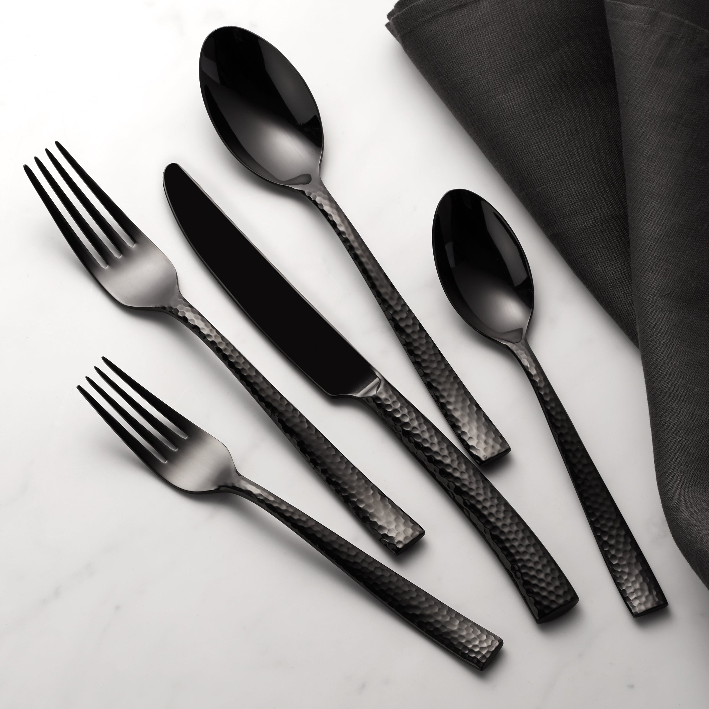 Lenox Westmore Paris Hammered Gunmetal Titanium 20-Piece Flatware Set - Image 3