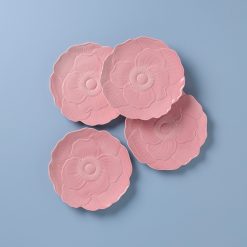 Lenox Westmore Butterfly Meadow Floral Pink Accent Plates, Set of 4