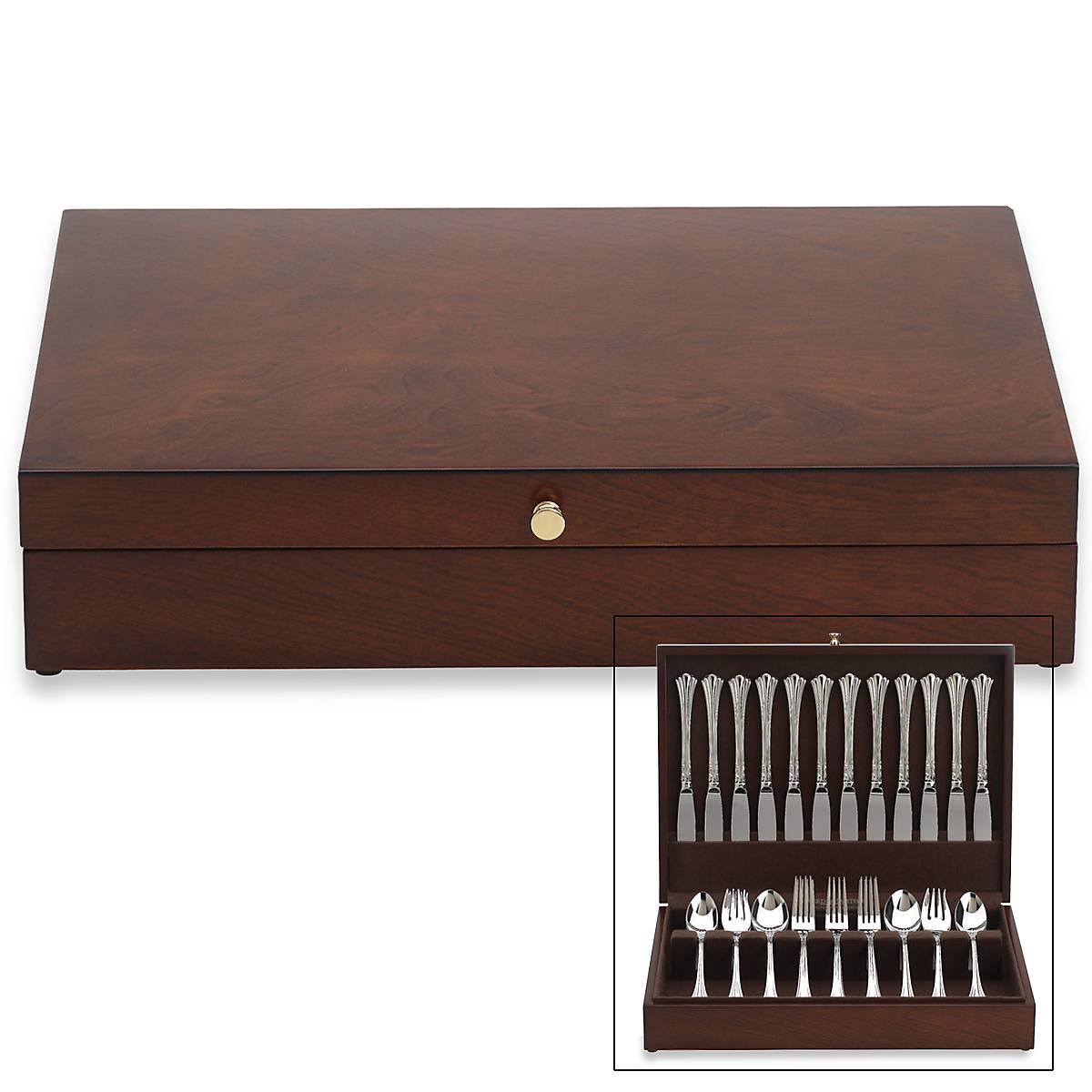 Lenox Westmore Eureka Mahogany Brown Flatware Chest