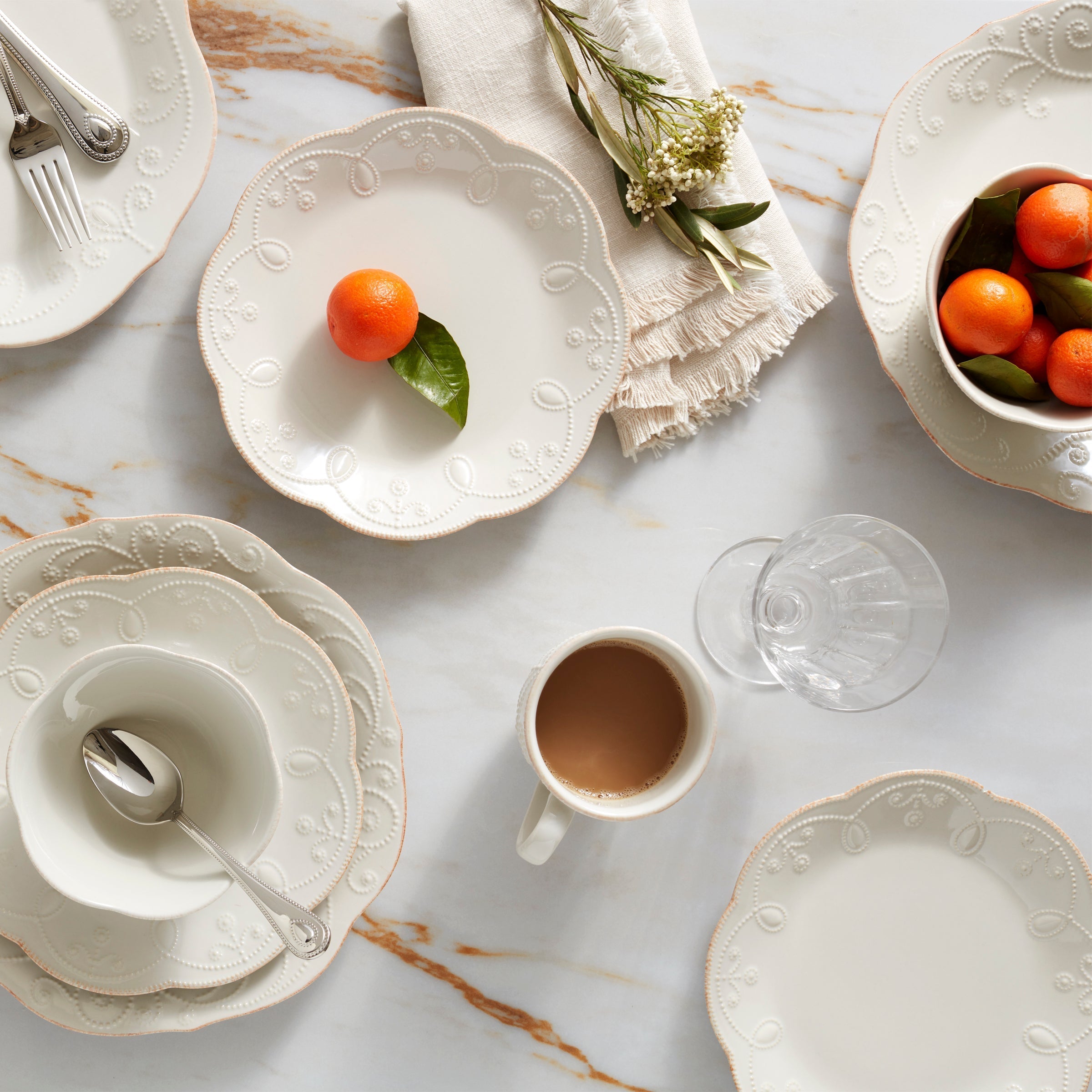 Lenox Westmore French Perle White 12-Piece Dinnerware Set - Image 3