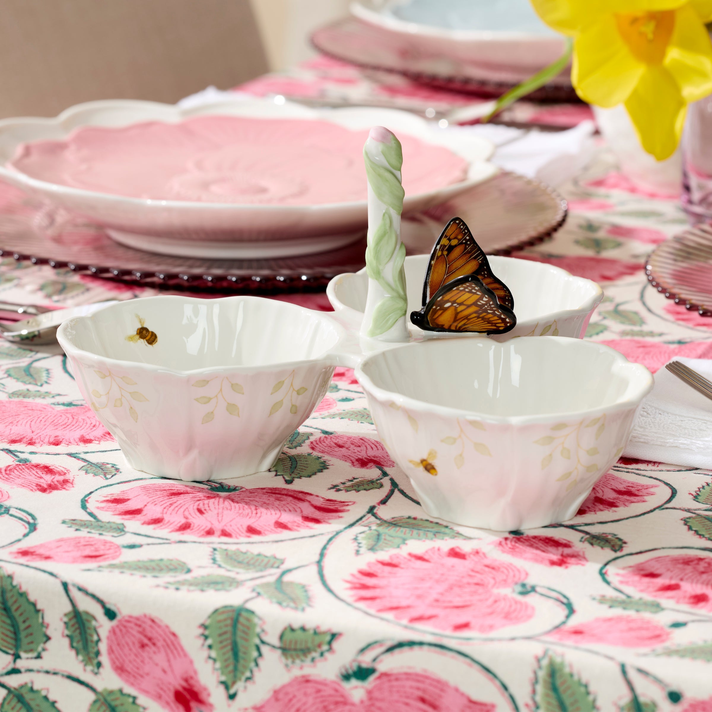 Lenox Westmore Butterfly Meadow Floral 3-Section Server - Image 2