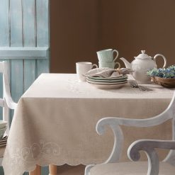 Lenox Westmore French Perle Linen 60x102 Tablecloth