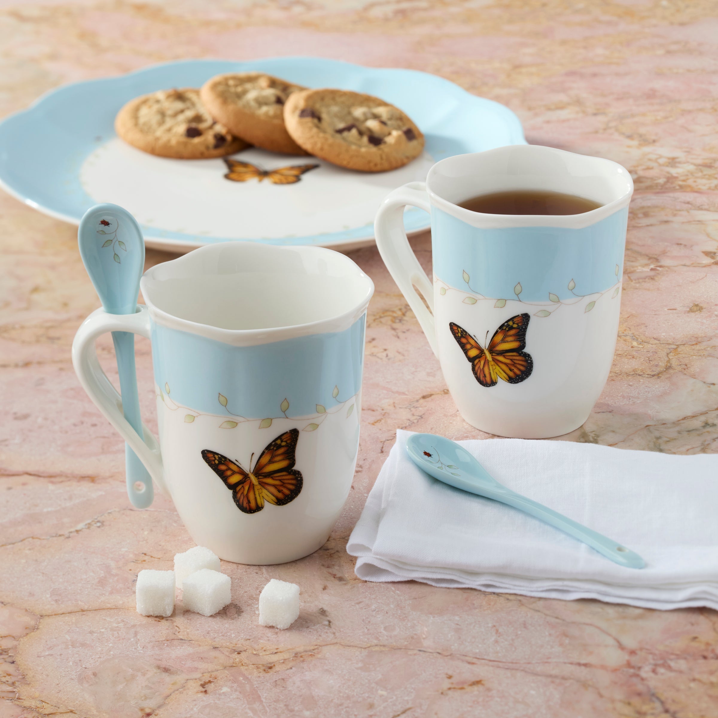 Lenox Westmore Butterfly Meadow Color Mugs with Spoons, Set of 8 - Image 3