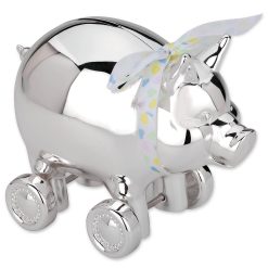 Lenox Westmore Piggy with Wheels Silverplate Bank