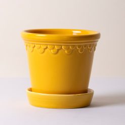 Lenox Westmore Kobenhavner Glazed Amber Yellow 16cm Pot with Saucer