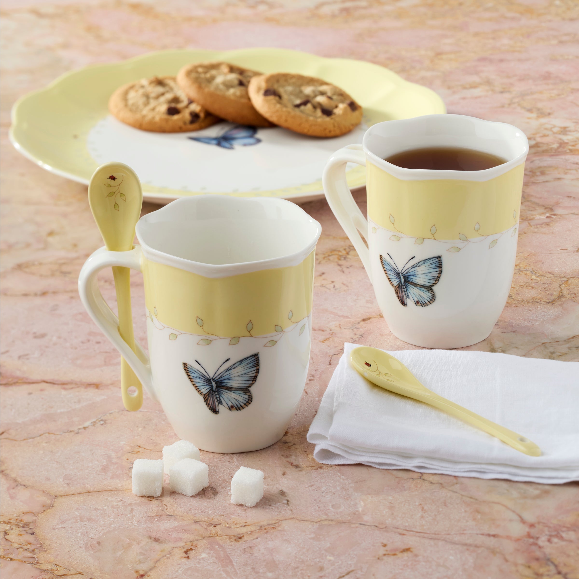 Lenox Westmore Butterfly Meadow Yellow Mugs with Spoons, Set of 2 - Image 5