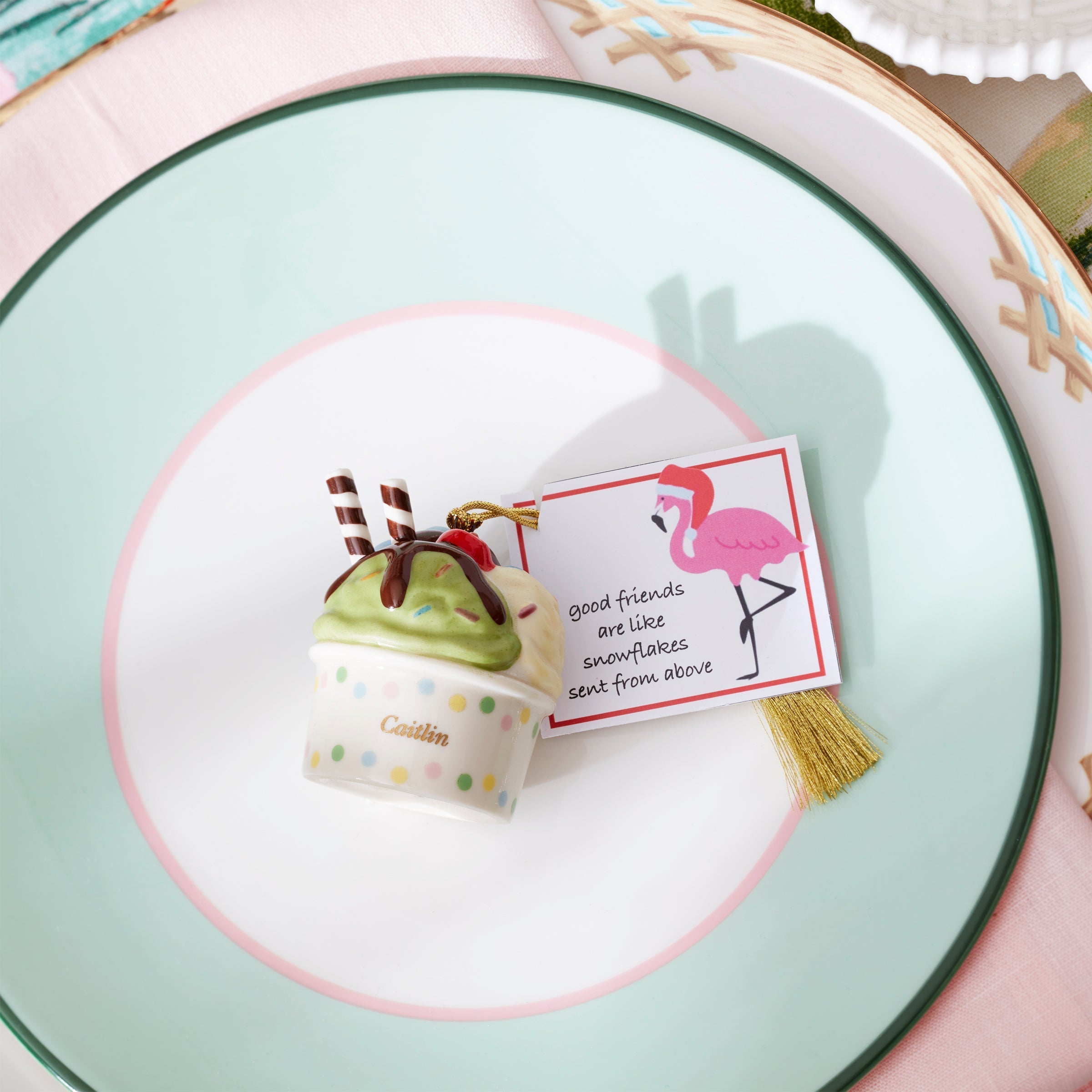Lenox Westmore Personalized Ice Cream 2-Piece Ornament Set - Image 6