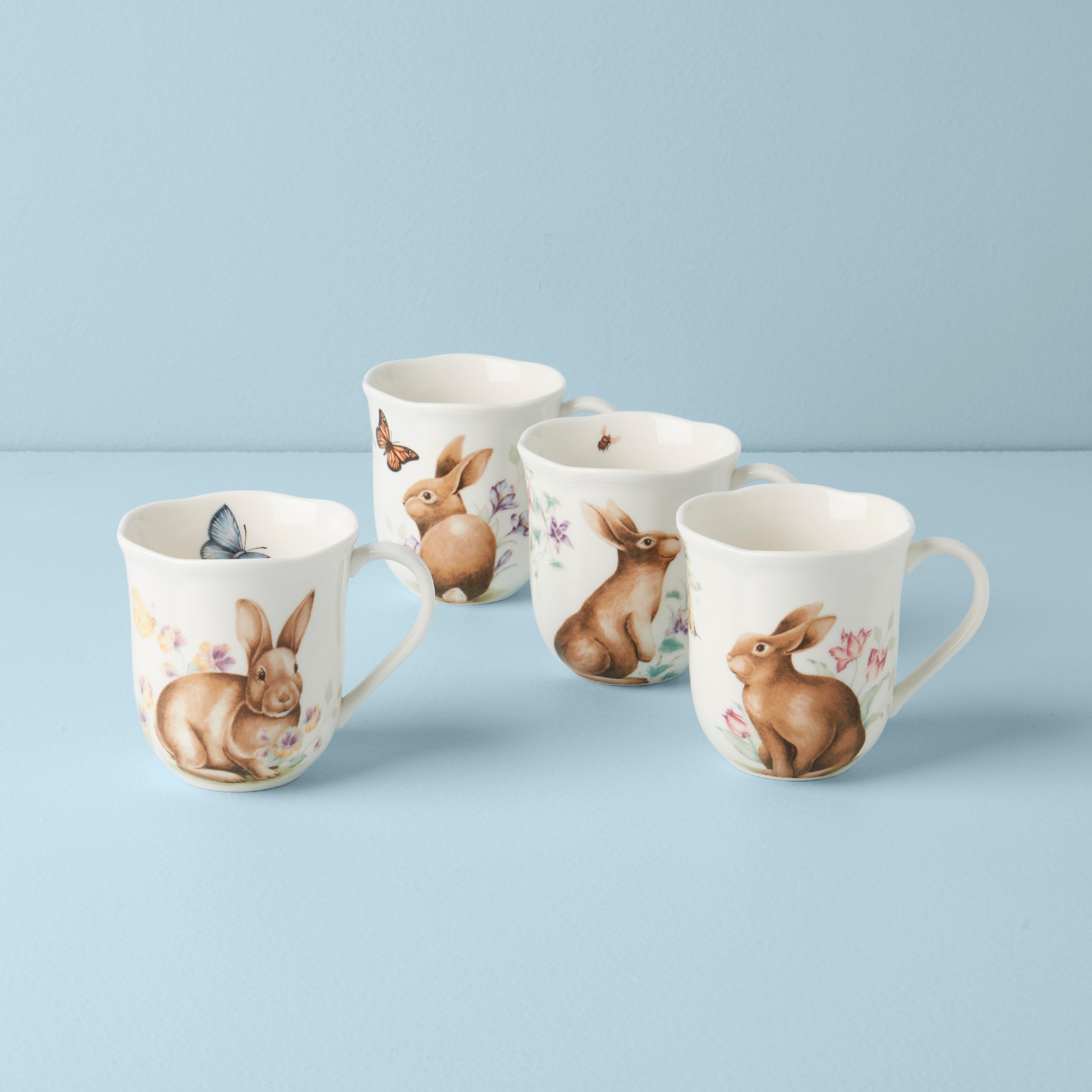 Lenox Westmore Butterfly Meadow Bunny Mugs, Set of 4