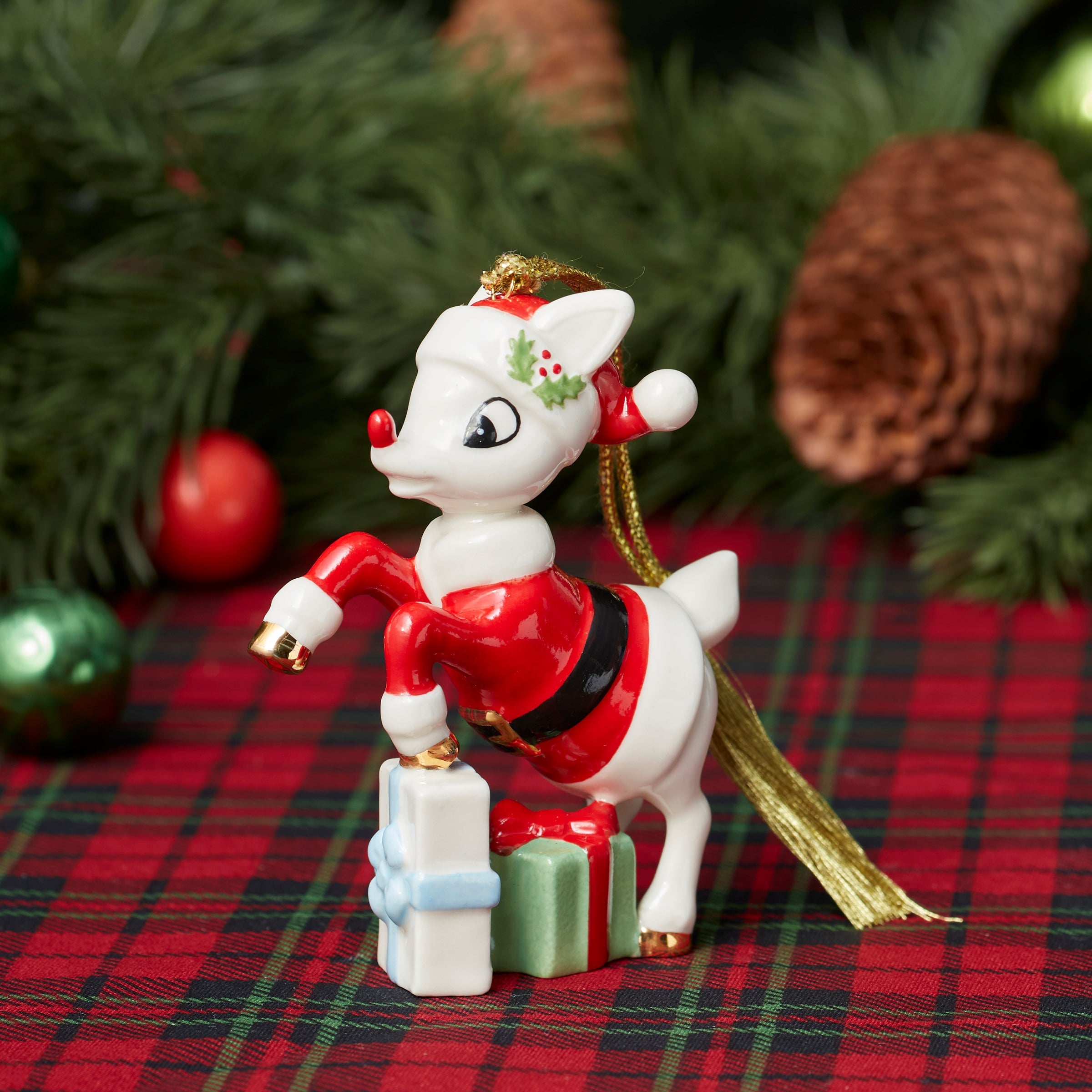 Lenox Westmore Rudolph in a Santa Suit Ornament - Image 2