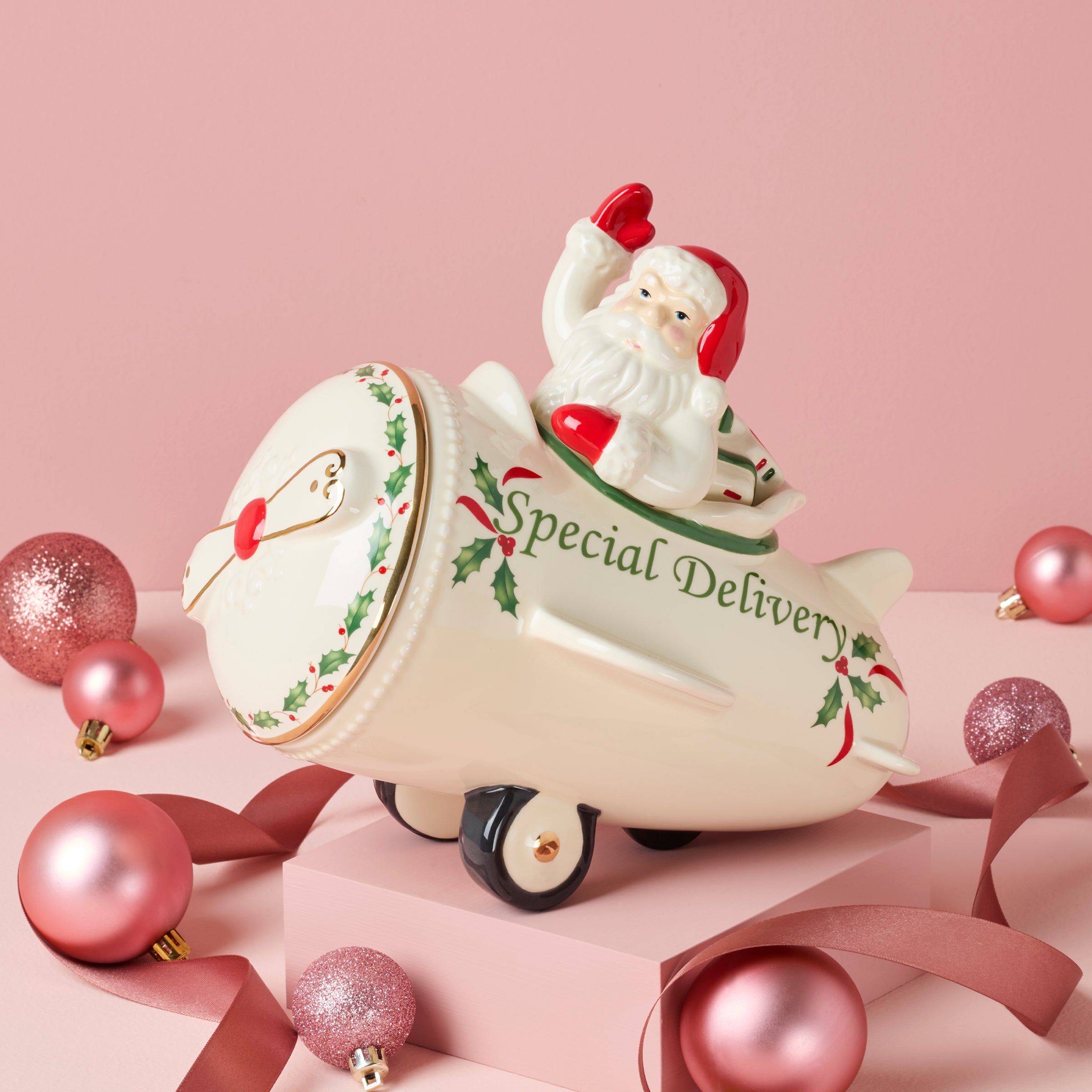 Lenox Westmore Holiday Santa Airplane Cookie Jar - Image 2