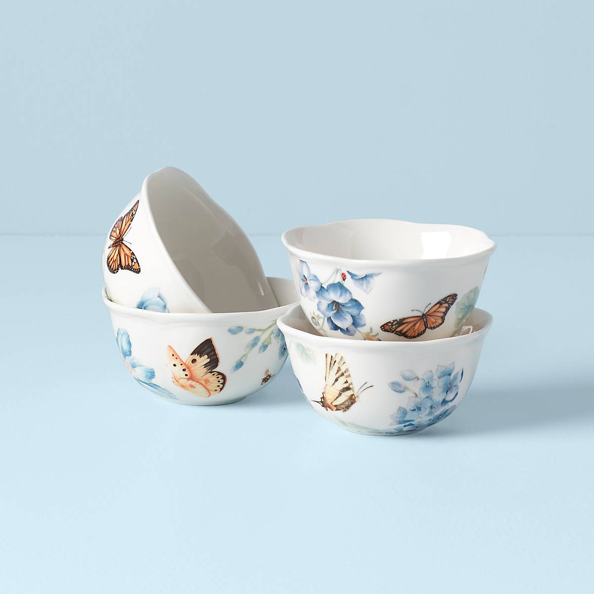 Lenox Westmore Butterfly Meadow Blue Dessert Bowls, Set of 4