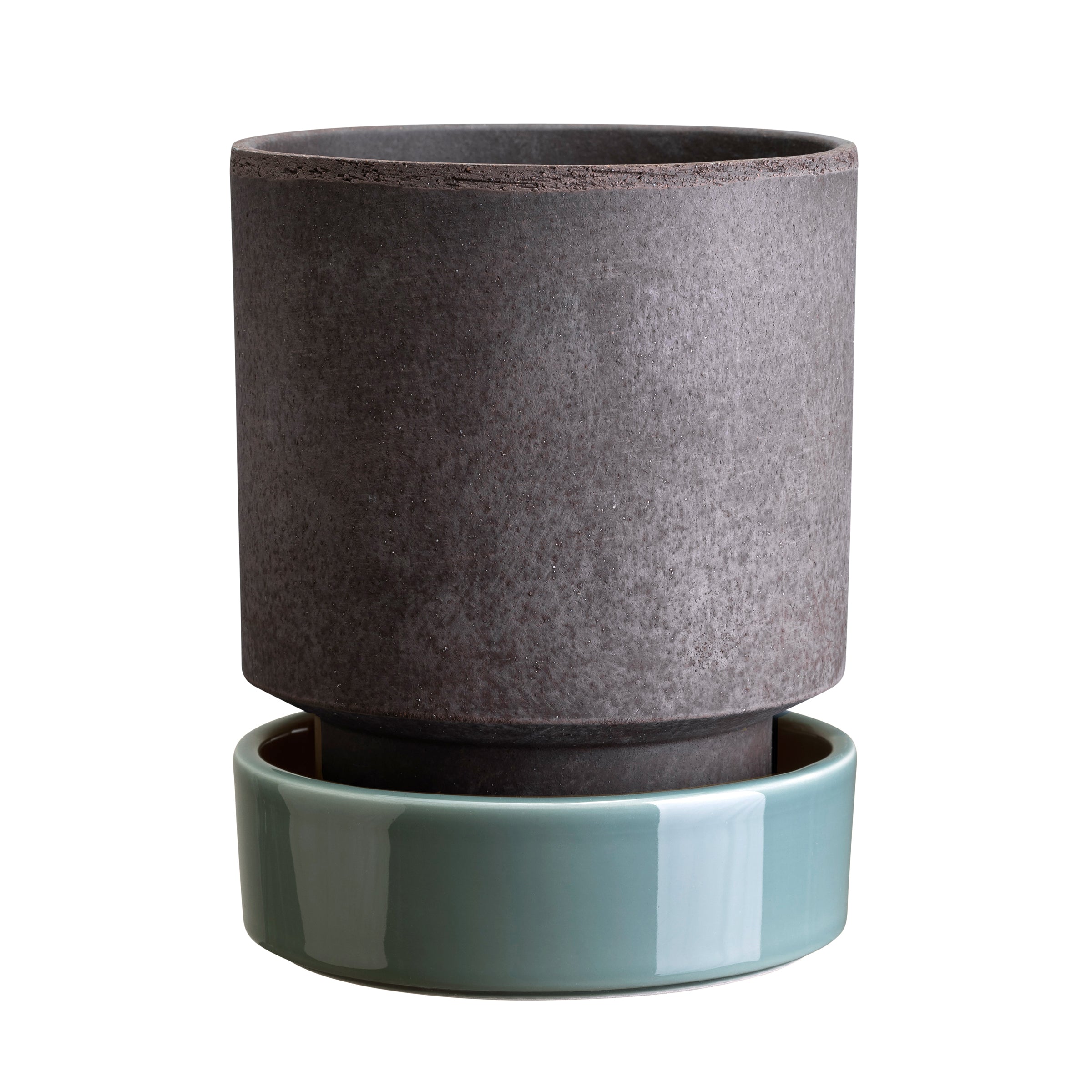 Lenox Westmore Hoff Raw Grey & Glazed Misty Blue 14cm Pot with Saucer