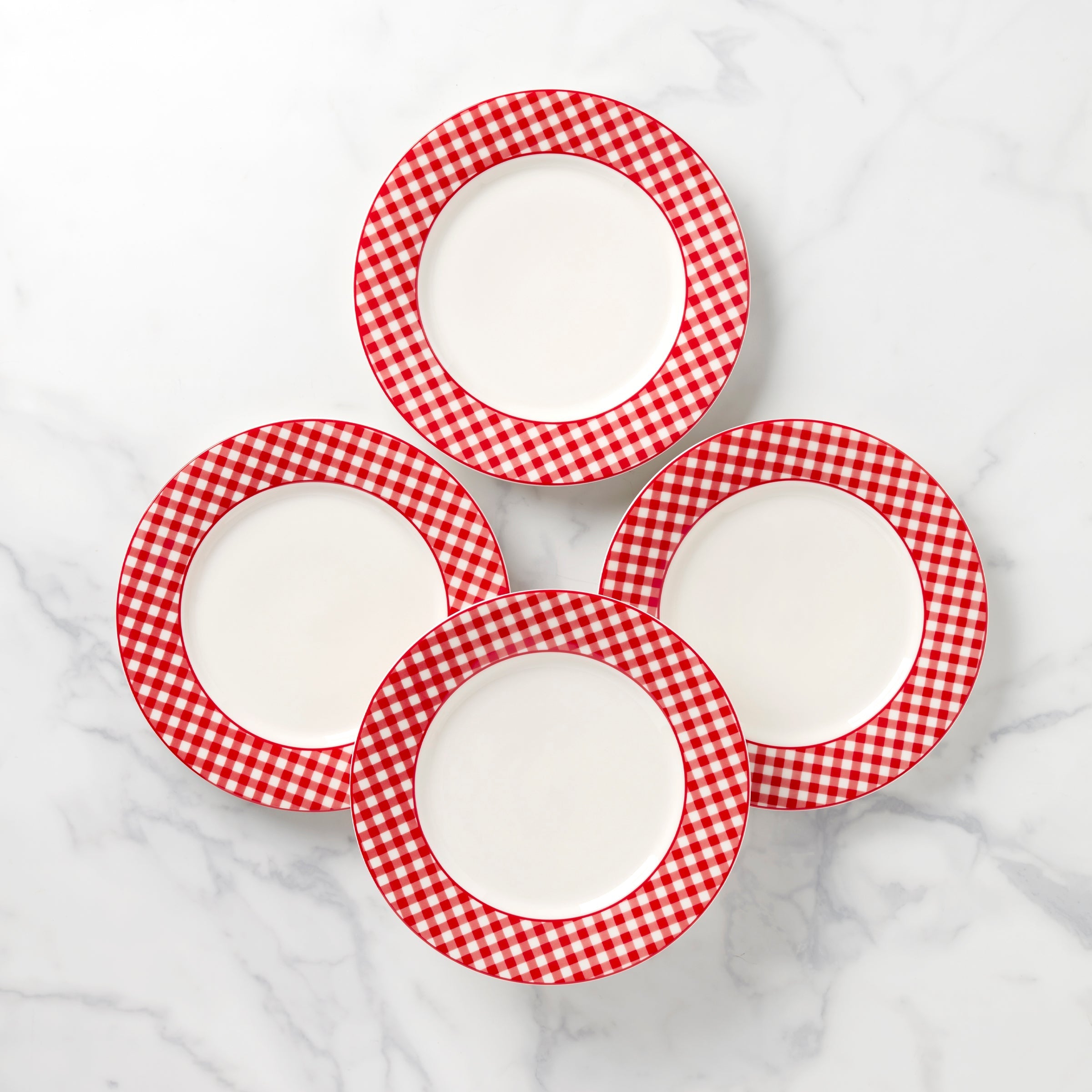 Lenox Westmore Gingham Red Dinner Plates, Set of 4