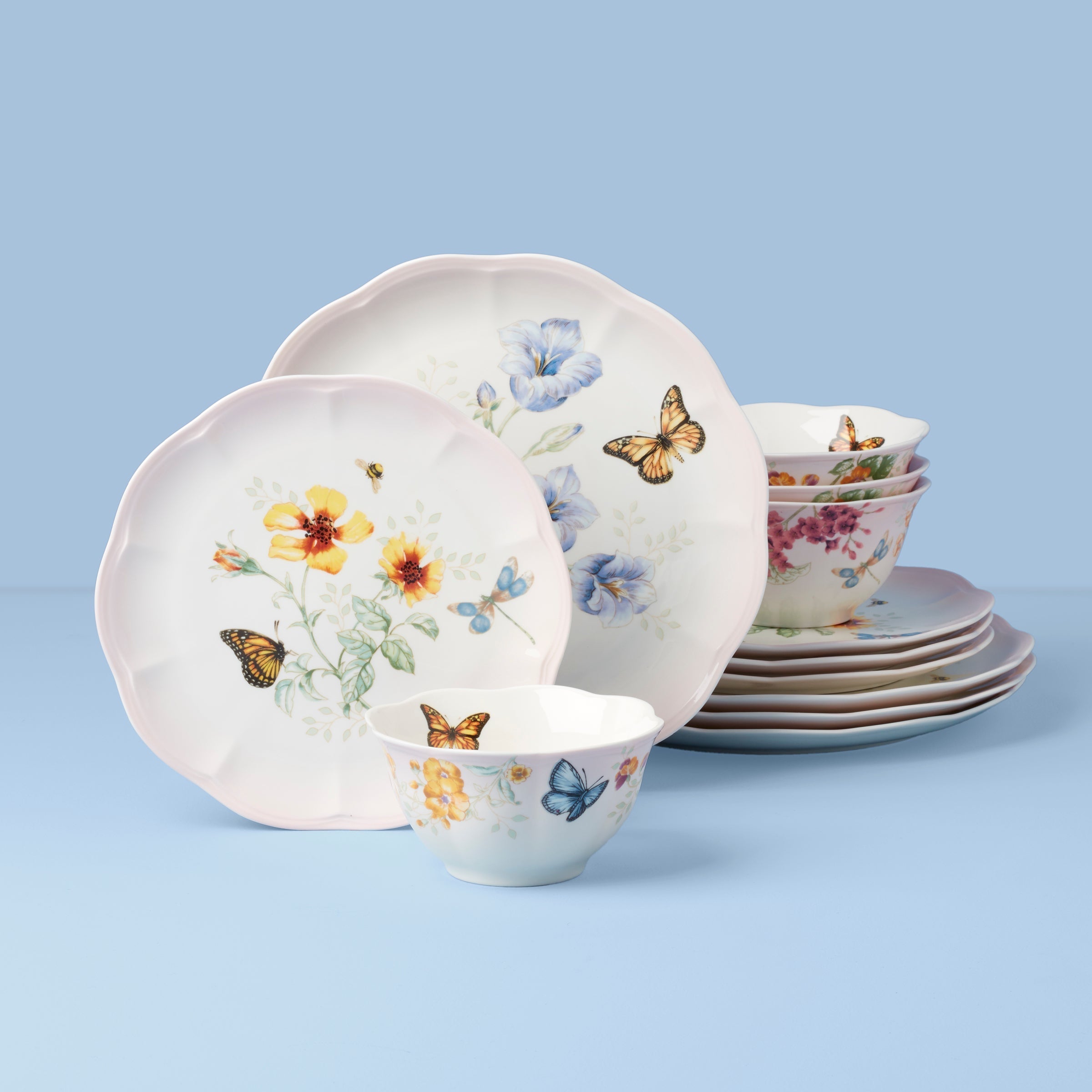 Lenox Westmore Butterfly Meadow Pink 12-Piece Dinnerware Set