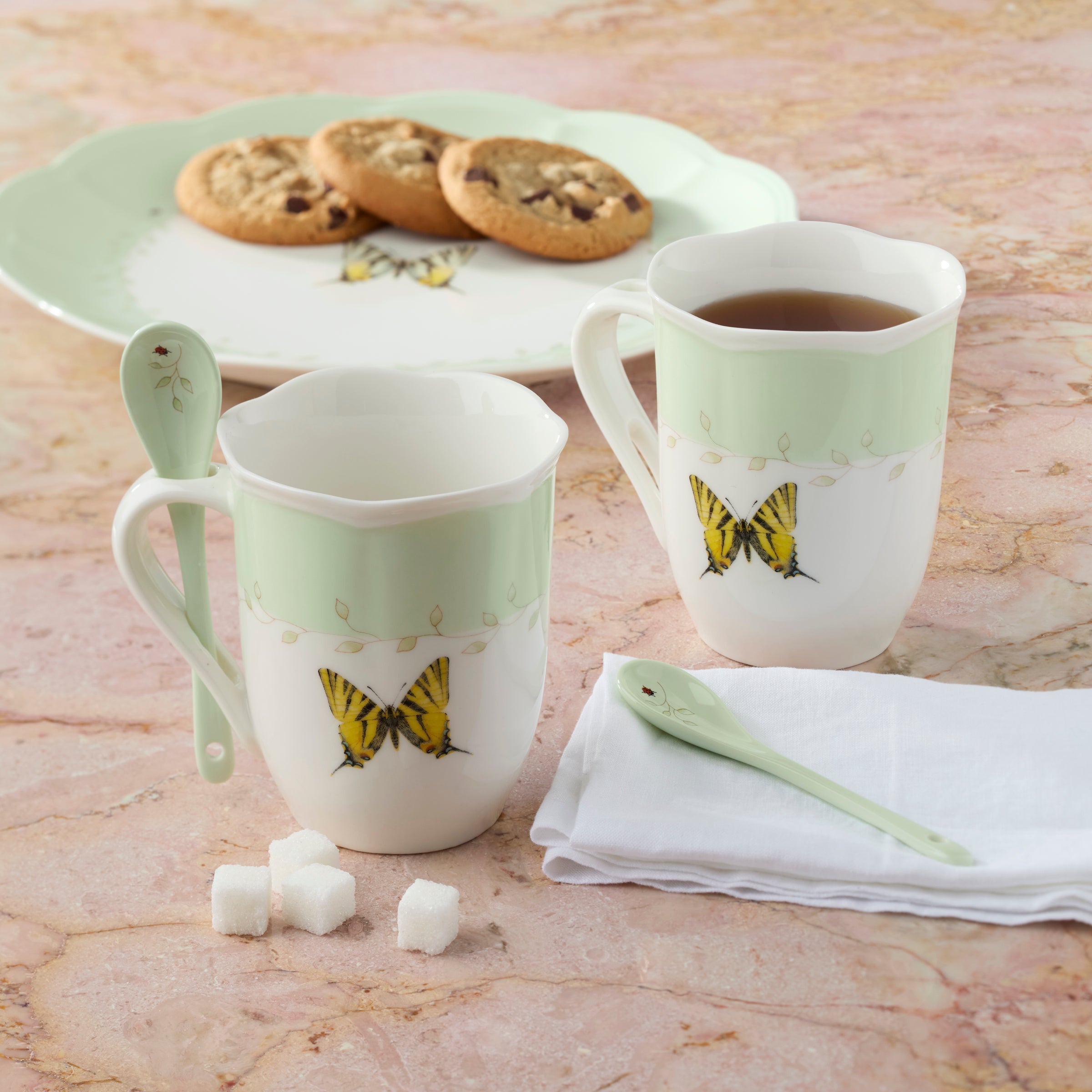 Lenox Westmore Butterfly Meadow Color Mugs with Spoons, Set of 8 - Image 4