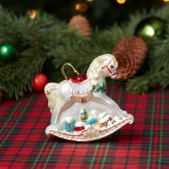 Alternative view of Lenox Westmore 2026 Retro Blown Glass Baby's 1st Rocking Horse Ornament