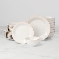 Lenox Westmore French Perle Groove White 24-Piece Dinnerware Set